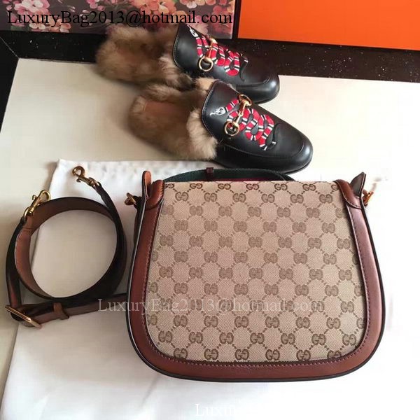 Gucci Lady Web GG Canvas Shoulder Bag 383848 Brown