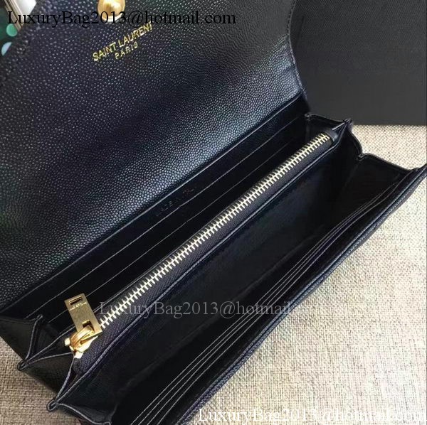 Yves Saint Laurent Monogramme Calfskin Leather Flap Wallet Y38202 Black