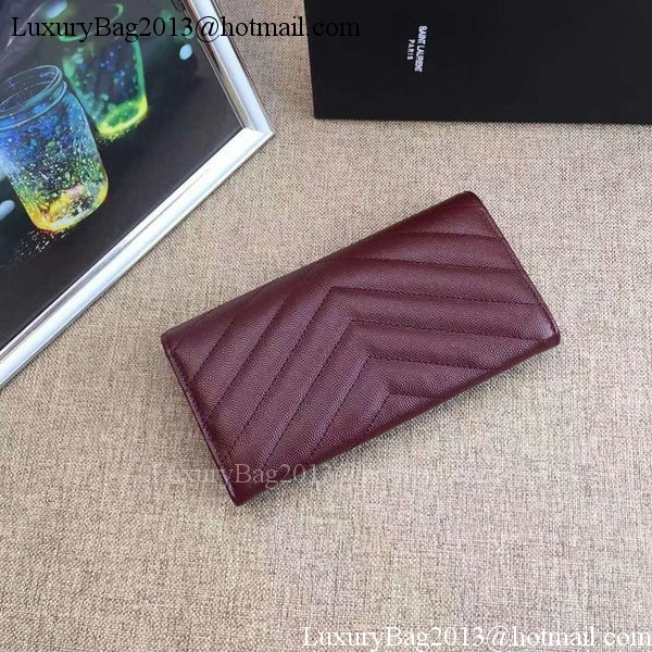 Yves Saint Laurent Monogramme Calfskin Leather Flap Wallet Y38202 Wine