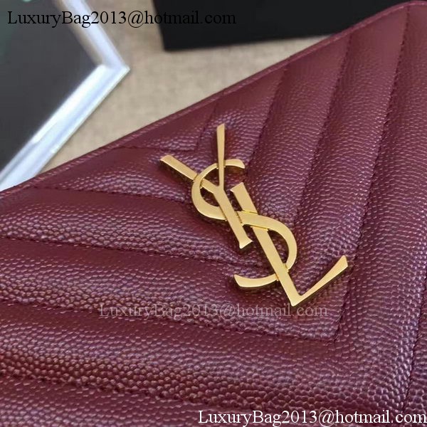 Yves Saint Laurent Monogramme Calfskin Leather Zippy Wallet Y38204 Wine