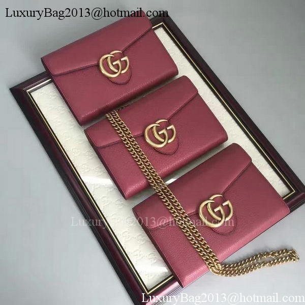 Gucci GG Marmont Leather mini Chain Bag 401232 Wine