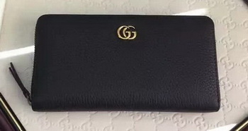 Gucci Leather Zip Around Wallet 456117 Black