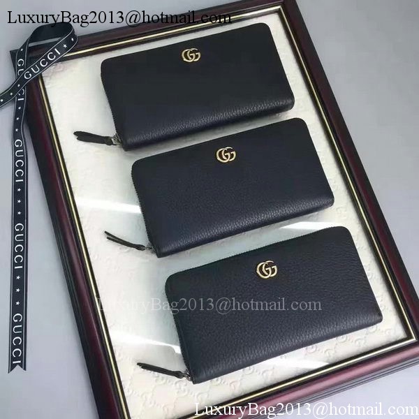 Gucci Leather Zip Around Wallet 456117 Black