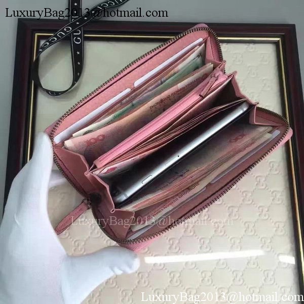 Gucci Leather Zip Around Wallet 456117 Pink