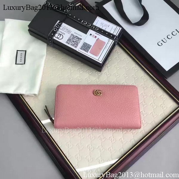 Gucci Leather Zip Around Wallet 456117 Pink