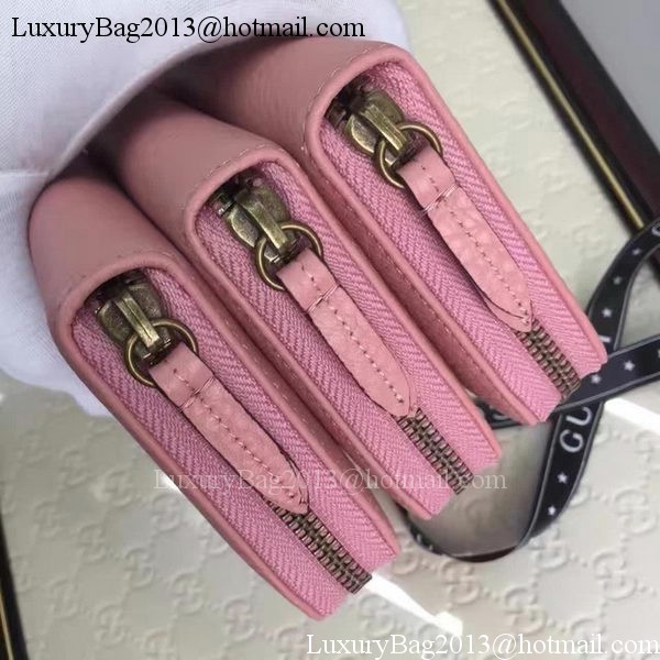 Gucci Leather Zip Around Wallet 456117 Pink