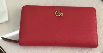 Gucci Leather Zip Around Wallet 456117 Red