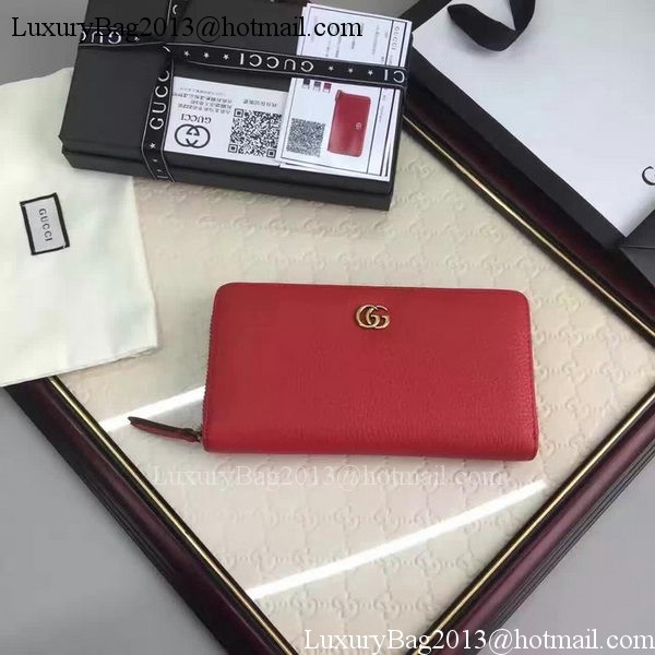 Gucci Leather Zip Around Wallet 456117 Red