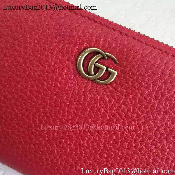 Gucci Leather Zip Around Wallet 456117 Red