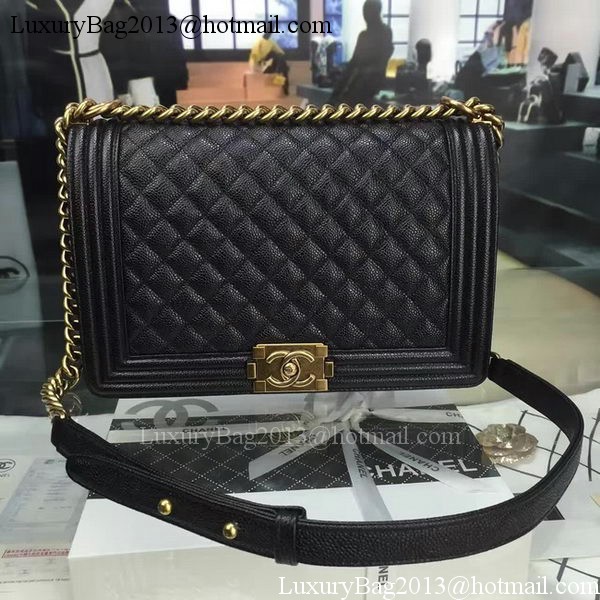 Boy Chanel Flap Bags Original Black Cannage Pattern A67088 Gold