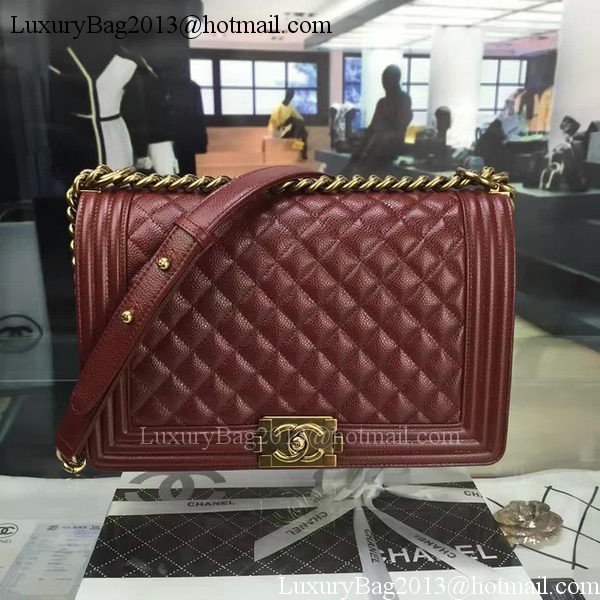 Boy Chanel Flap Bags Original Wine Cannage Pattern A67088 Gold