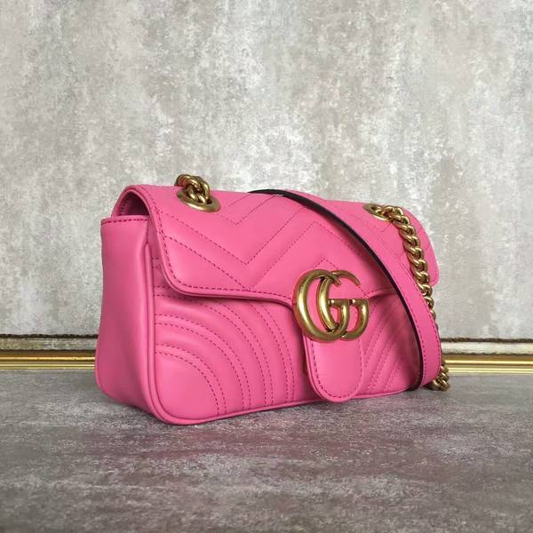 Gucci Now GG Marmont Mini Shoulder Bag 446744 Pink