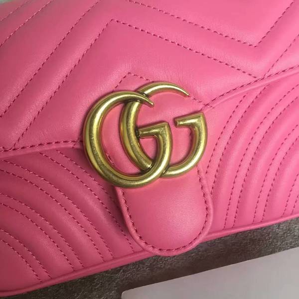 Gucci Now GG Marmont Mini Shoulder Bag 446744 Pink