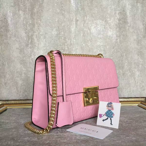 Gucci Padlock Series Gucci Signature Shoulder Bag 409486 Light Pink