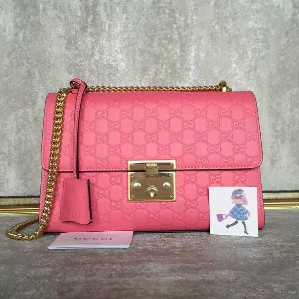 Gucci Padlock Series Gucci Signature Shoulder Bag 409486 Pink