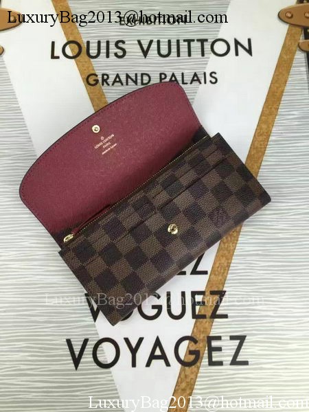 Louis Vuitton Damier Ebene Canvas Emilie Wallet N60696