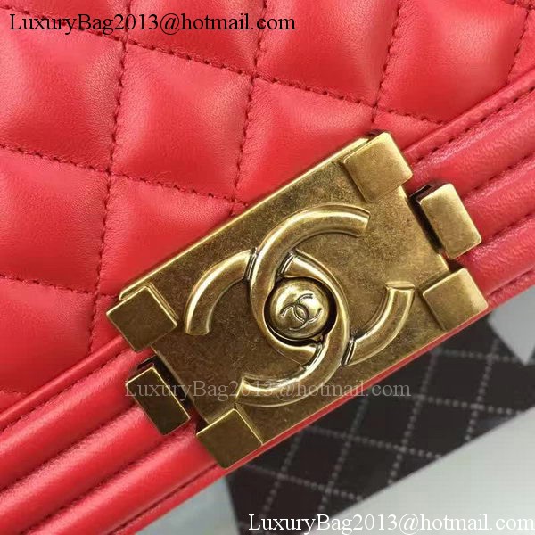 Boy Chanel Flap Bag Red Original Sheepskin Leather A67088 Gold