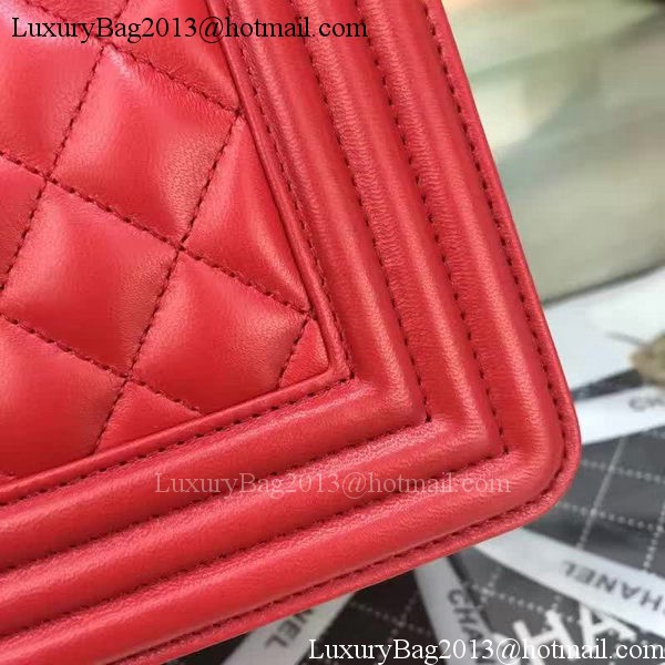 Boy Chanel Flap Bag Red Original Sheepskin Leather A67088 Gold