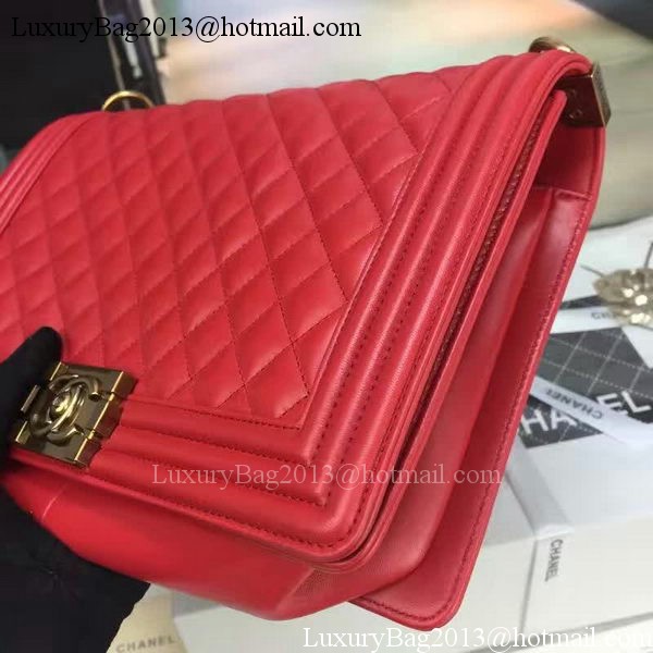 Boy Chanel Flap Bag Red Original Sheepskin Leather A67088 Gold