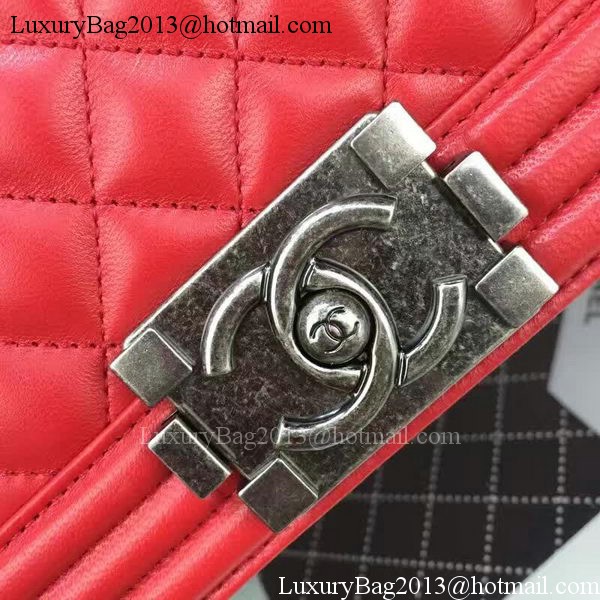 Boy Chanel Flap Bag Red Original Sheepskin Leather A67088 Silver