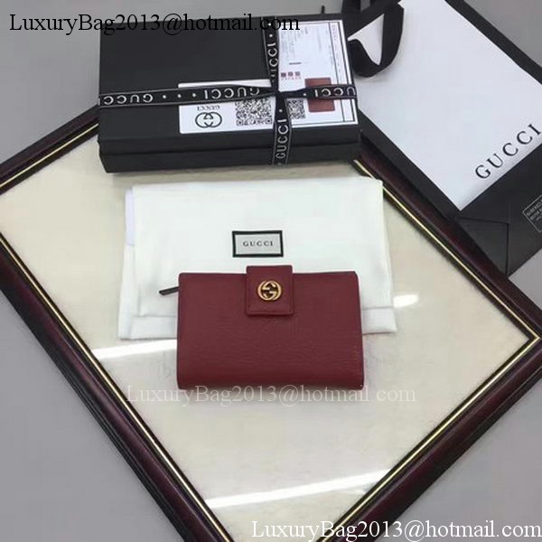 Gucci Calfskin Leagther Wallet 337023 Red