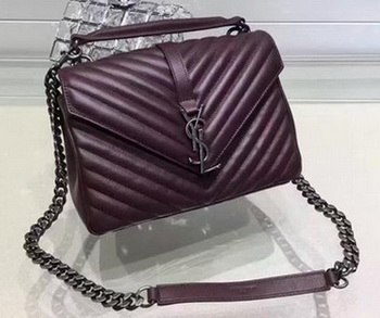 YSL Classic Monogramme Flap Bag Calfskin Leather Y22369 Wine