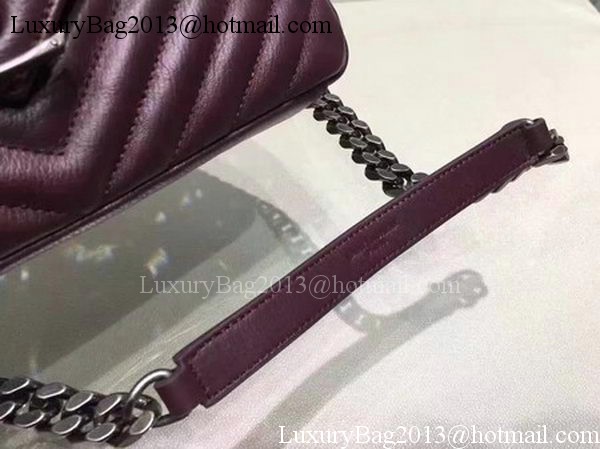 YSL Classic Monogramme Flap Bag Calfskin Leather Y22369 Wine