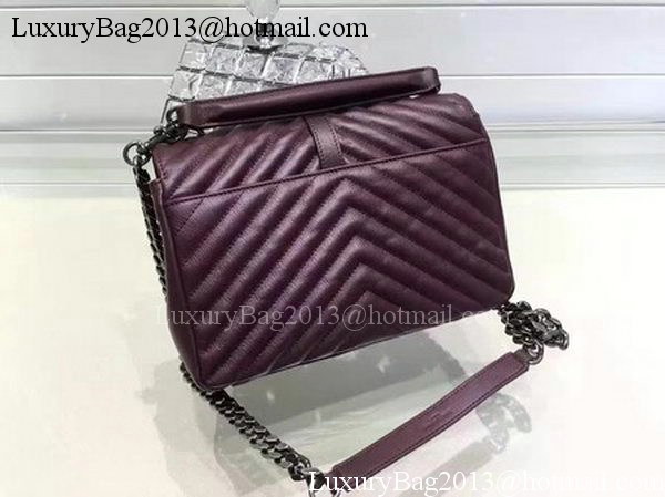 YSL Classic Monogramme Flap Bag Calfskin Leather Y22369 Wine