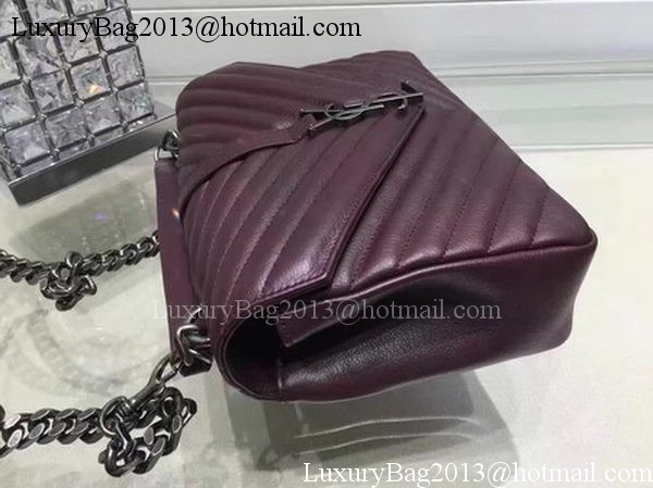 YSL Classic Monogramme Flap Bag Calfskin Leather Y22369 Wine