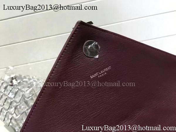 YSL Classic Monogramme Flap Bag Calfskin Leather Y22369 Wine