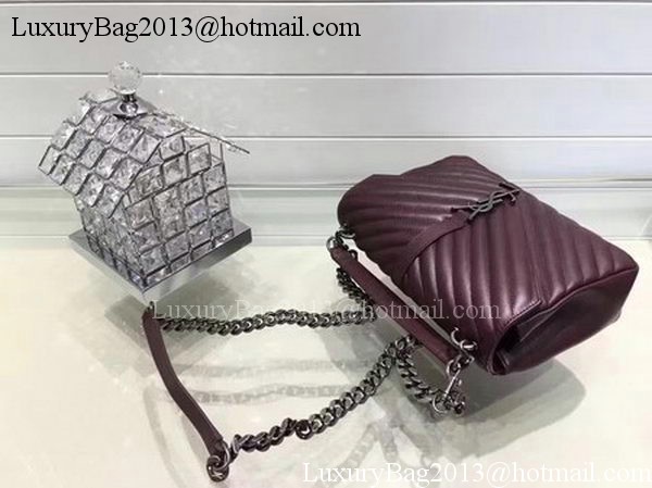 YSL Classic Monogramme Flap Bag Calfskin Leather Y22369 Wine