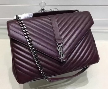 YSL Classic Monogramme Flap Bag Calfskin Leather Y22370 Wine