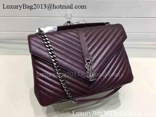 YSL Classic Monogramme Flap Bag Calfskin Leather Y22370 Wine