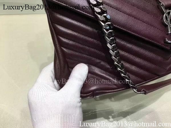 YSL Classic Monogramme Flap Bag Calfskin Leather Y22370 Wine