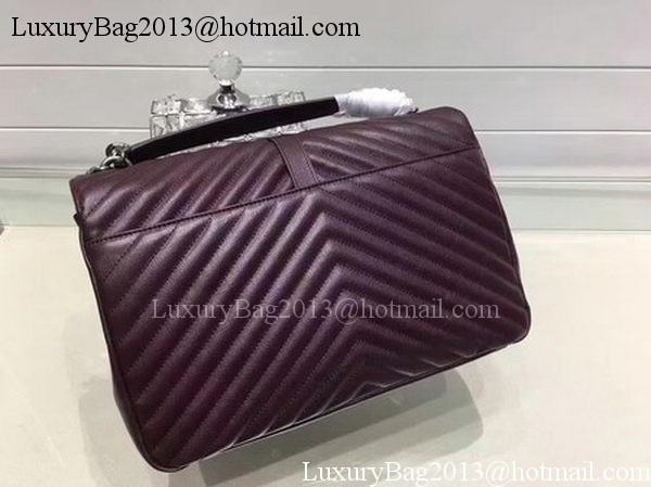 YSL Classic Monogramme Flap Bag Calfskin Leather Y22370 Wine