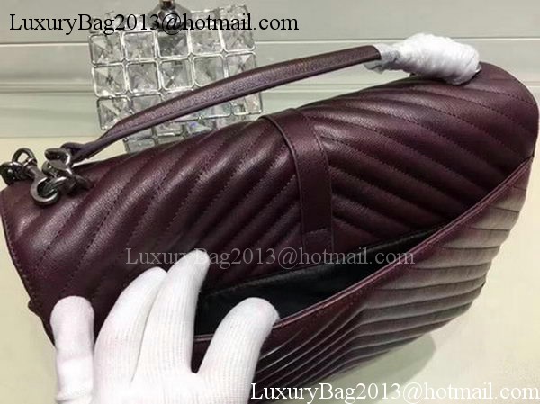 YSL Classic Monogramme Flap Bag Calfskin Leather Y22370 Wine