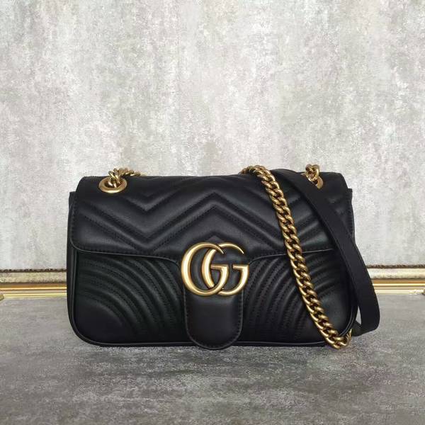 Gucci GG Marmont Sheenskin Shoulder Bag 443497A Black