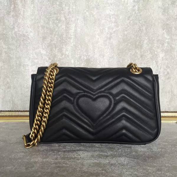 Gucci GG Marmont Sheenskin Shoulder Bag 443497A Black