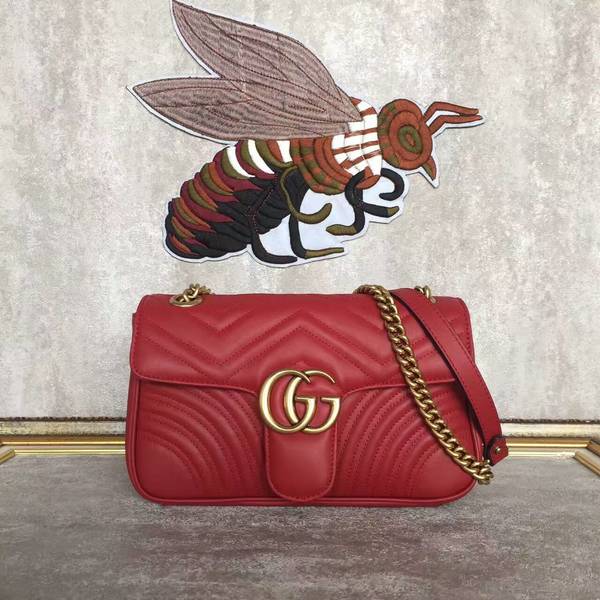 Gucci GG Marmont Sheenskin Shoulder Bag 443497A Red