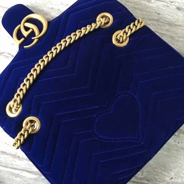 Gucci GG Marmont Suede Leather Medium Shoulder Bag 443497 Dark Blue