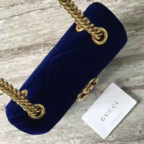 Gucci GG Marmont Suede Leather Mini Shoulder Bag 446744 Dark Blue