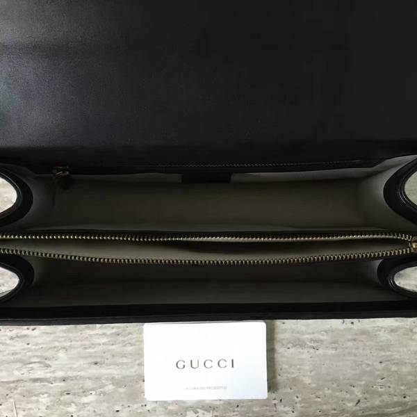 Gucci GG Marmont Crocodile Leather Shoulder Bag 431777 Black