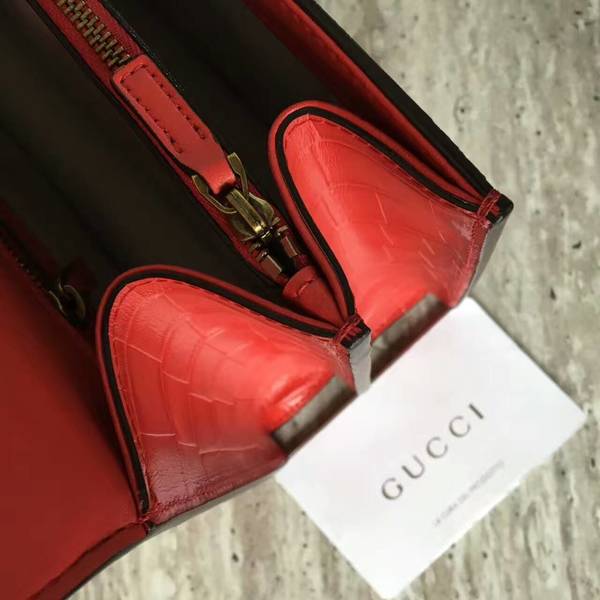 Gucci GG Marmont Crocodile Leather Shoulder Bag 431777 Red