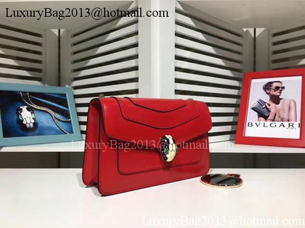 BVLGARI mini Shoulder Bag Calfskin Leather BG2282 Red