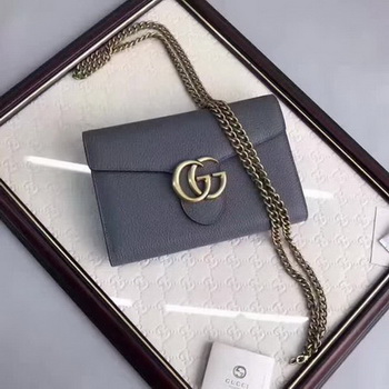 Gucci GG Marmont Leather mini Chain Bag 401232 Grey