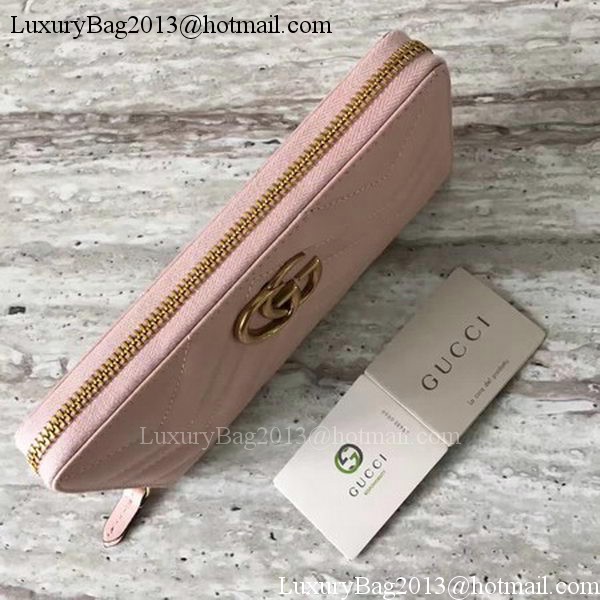 Gucci GG Marmont Zip Around Wallet 443123 Pink