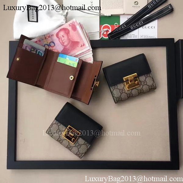 Gucci GG Supreme Canvas Padlock Wallet 453155 Black