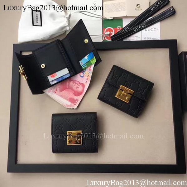 Gucci Signature Leather Padlock Wallet 453155 Black