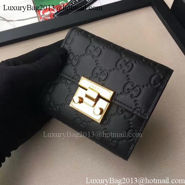 Gucci Signature Leather Padlock Wallet 453155 Black