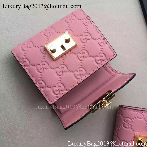 Gucci Signature Leather Padlock Wallet 453155 Pink